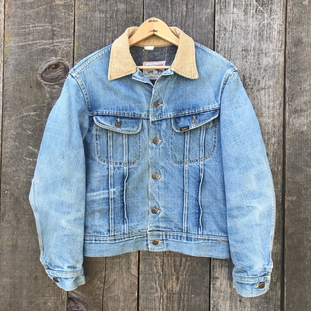 Vintage 60s-70s Lee Storm Rider Blanket Lined Denim Trucker Rancher Jacket S-M